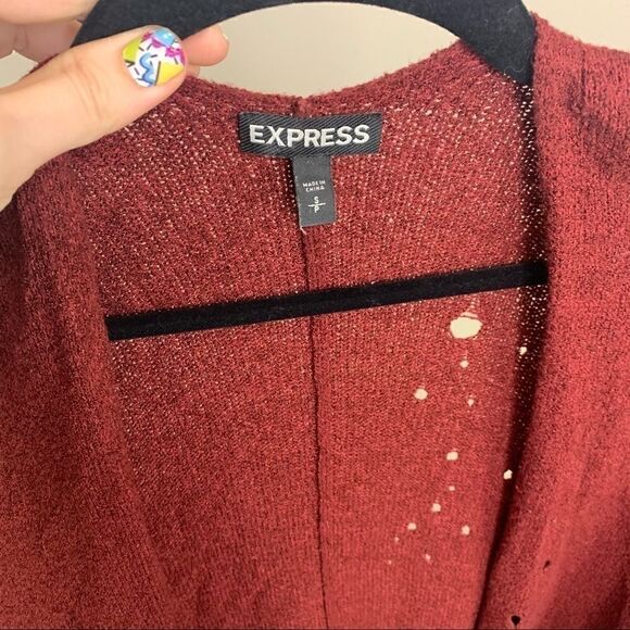 Express small maroon sweater distressed longsleeve - Picture 8 of 10